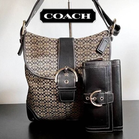 Coach Handbags - Y2K Vintage Coach Soho Buckle Signature Shoulder Bag & Wallet Set EUC